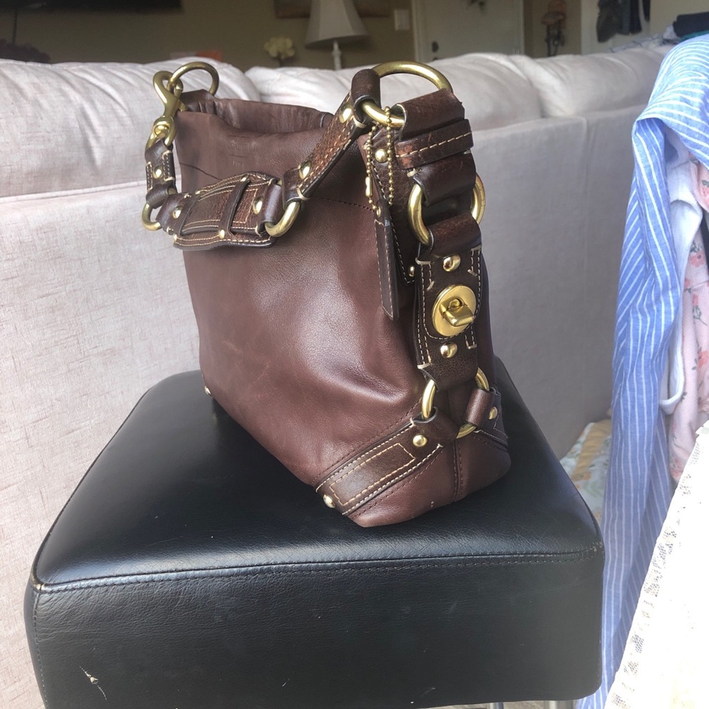 Coach Dark Brown Leather Belt Bag with Gold Accents - Picture 4 of 11